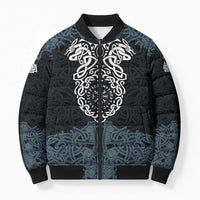 Viking Vegvisir Symbol Bomber Puffer Jacket with Runes and Intricate Knotwork Norse Protection Tribute - Wonder Print Shop