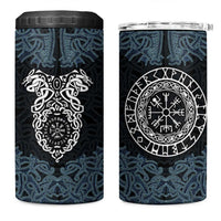 Viking Vegvisir Symbol 4 in 1 Can Cooler Tumbler with Runes and Intricate Knotwork Norse Protection Tribute - Wonder Print Shop