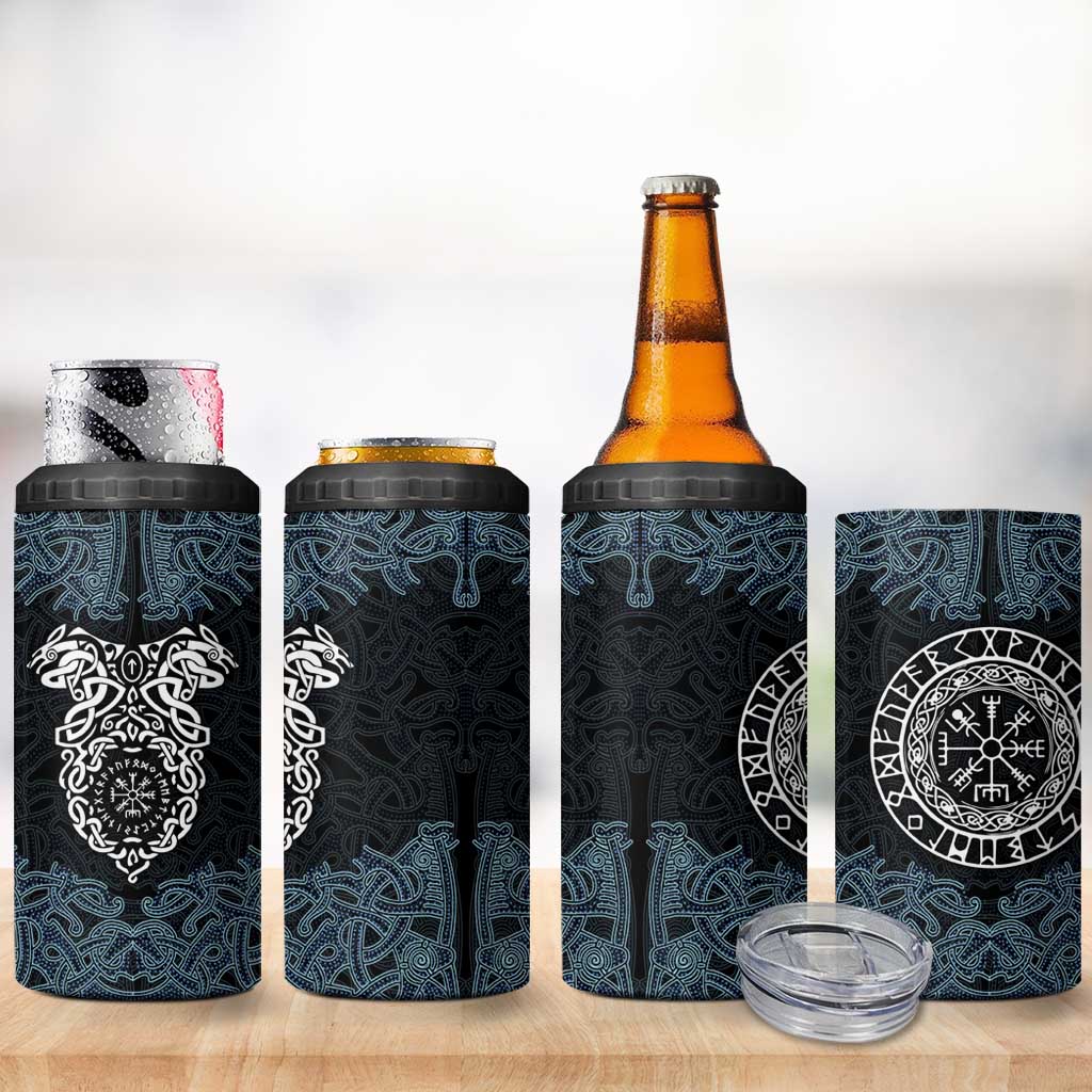 Viking Vegvisir Symbol 4 in 1 Can Cooler Tumbler with Runes and Intricate Knotwork Norse Protection Tribute - Wonder Print Shop