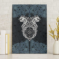 Viking Vegvisir Symbol Canvas Wall Art with Runes and Intricate Knotwork Norse Protection Tribute - Wonder Print Shop