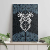 Viking Vegvisir Symbol Canvas Wall Art with Runes and Intricate Knotwork Norse Protection Tribute - Wonder Print Shop