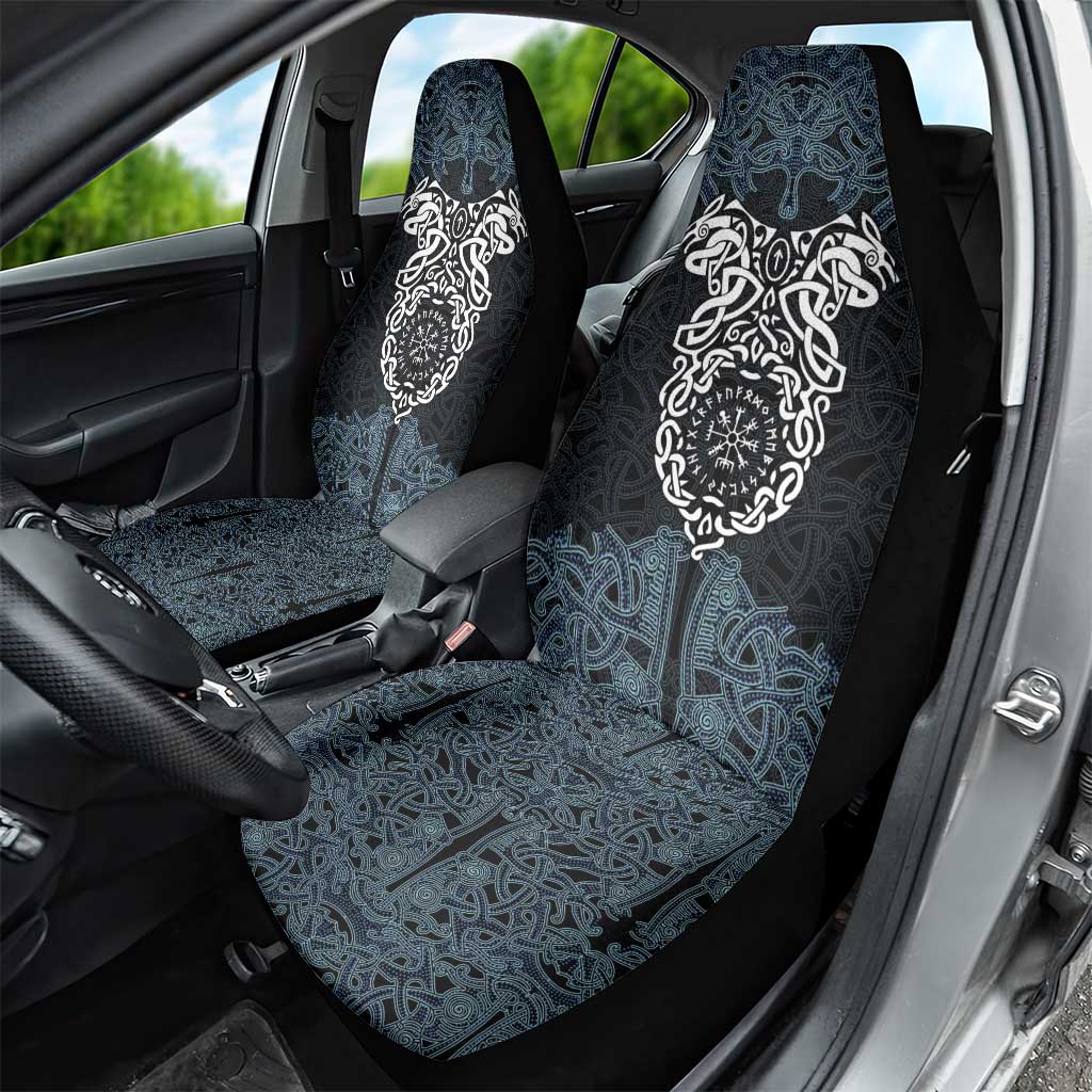 Viking Vegvisir Symbol Car Seat Cover with Runes and Intricate Knotwork Norse Protection Tribute - Wonder Print Shop