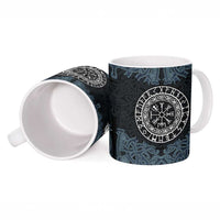 Viking Vegvisir Symbol Ceramic Mug with Runes and Intricate Knotwork Norse Protection Tribute - Wonder Print Shop