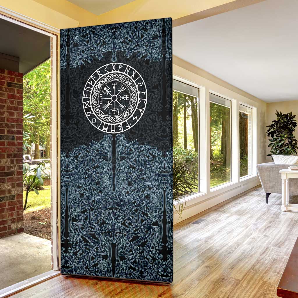 Viking Vegvisir Symbol Door Cover with Runes and Intricate Knotwork Norse Protection Tribute - Wonder Print Shop