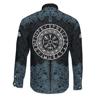 Viking Vegvisir Symbol Family Matching Off Shoulder Maxi Dress and Hawaiian Shirt with Runes and Intricate Knotwork Norse Protection Tribute - Wonder Print Shop