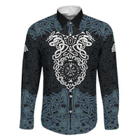 Viking Vegvisir Symbol Family Matching Off Shoulder Short Dress and Hawaiian Shirt with Runes and Intricate Knotwork Norse Protection Tribute - Wonder Print Shop
