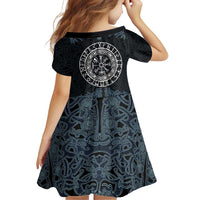Viking Vegvisir Symbol Family Matching Summer Maxi Dress and Hawaiian Shirt with Runes and Intricate Knotwork Norse Protection Tribute - Wonder Print Shop