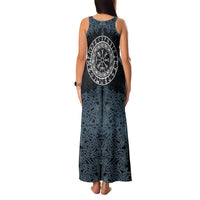 Viking Vegvisir Symbol Family Matching Tank Maxi Dress and Hawaiian Shirt with Runes and Intricate Knotwork Norse Protection Tribute - Wonder Print Shop