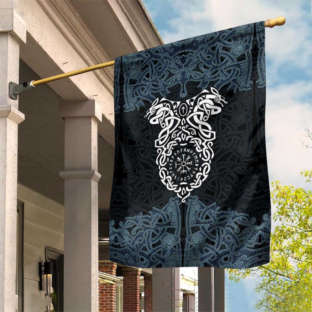 Viking Vegvisir Symbol Garden Flag with Runes and Intricate Knotwork Norse Protection Tribute - Wonder Print Shop