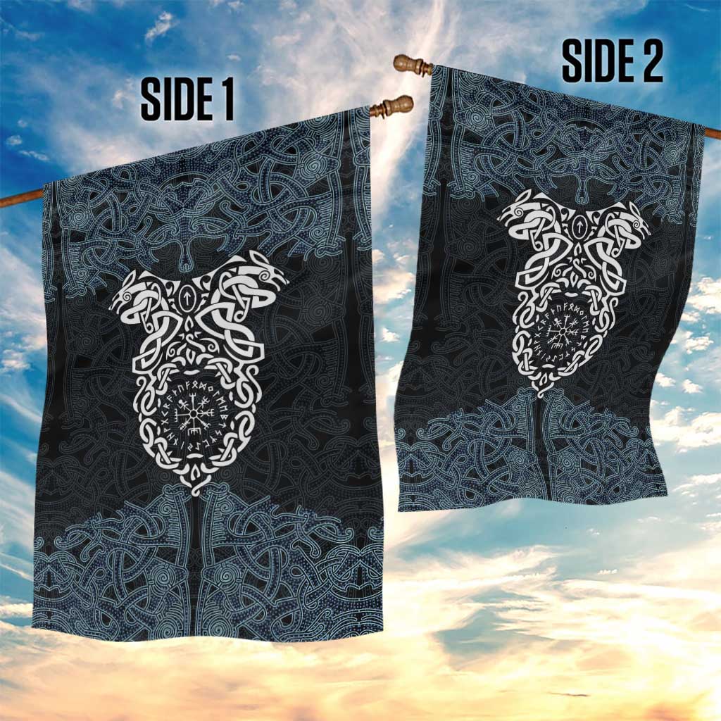 Viking Vegvisir Symbol Garden Flag with Runes and Intricate Knotwork Norse Protection Tribute - Wonder Print Shop
