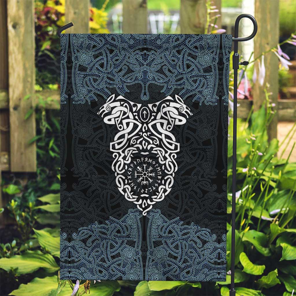 Viking Vegvisir Symbol Garden Flag with Runes and Intricate Knotwork Norse Protection Tribute - Wonder Print Shop