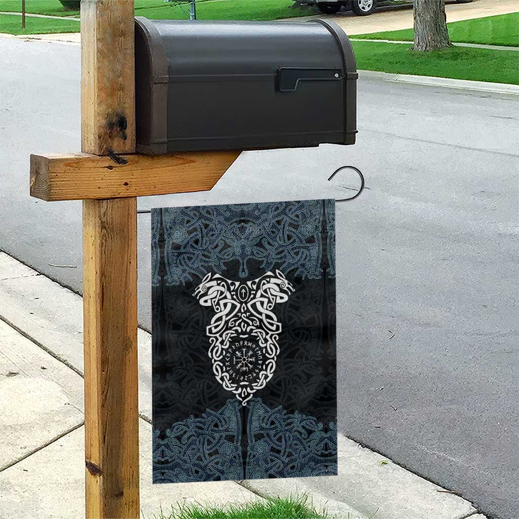 Viking Vegvisir Symbol Garden Flag with Runes and Intricate Knotwork Norse Protection Tribute - Wonder Print Shop