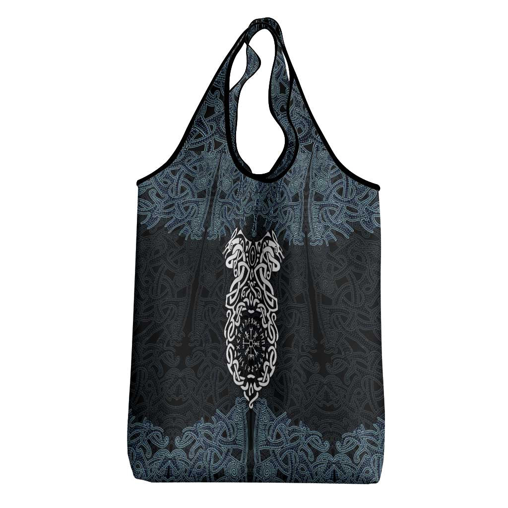Viking Vegvisir Symbol Grocery Bag with Runes and Intricate Knotwork Norse Protection Tribute - Wonder Print Shop