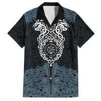 Viking Vegvisir Symbol Hawaiian Shirt with Runes and Intricate Knotwork Norse Protection Tribute - Wonder Print Shop