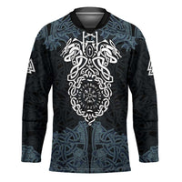 Viking Vegvisir Symbol Hockey Jersey with Runes and Intricate Knotwork Norse Protection Tribute - Wonder Print Shop