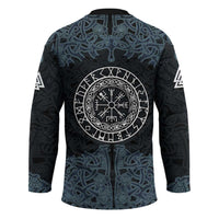 Viking Vegvisir Symbol Hockey Jersey with Runes and Intricate Knotwork Norse Protection Tribute - Wonder Print Shop