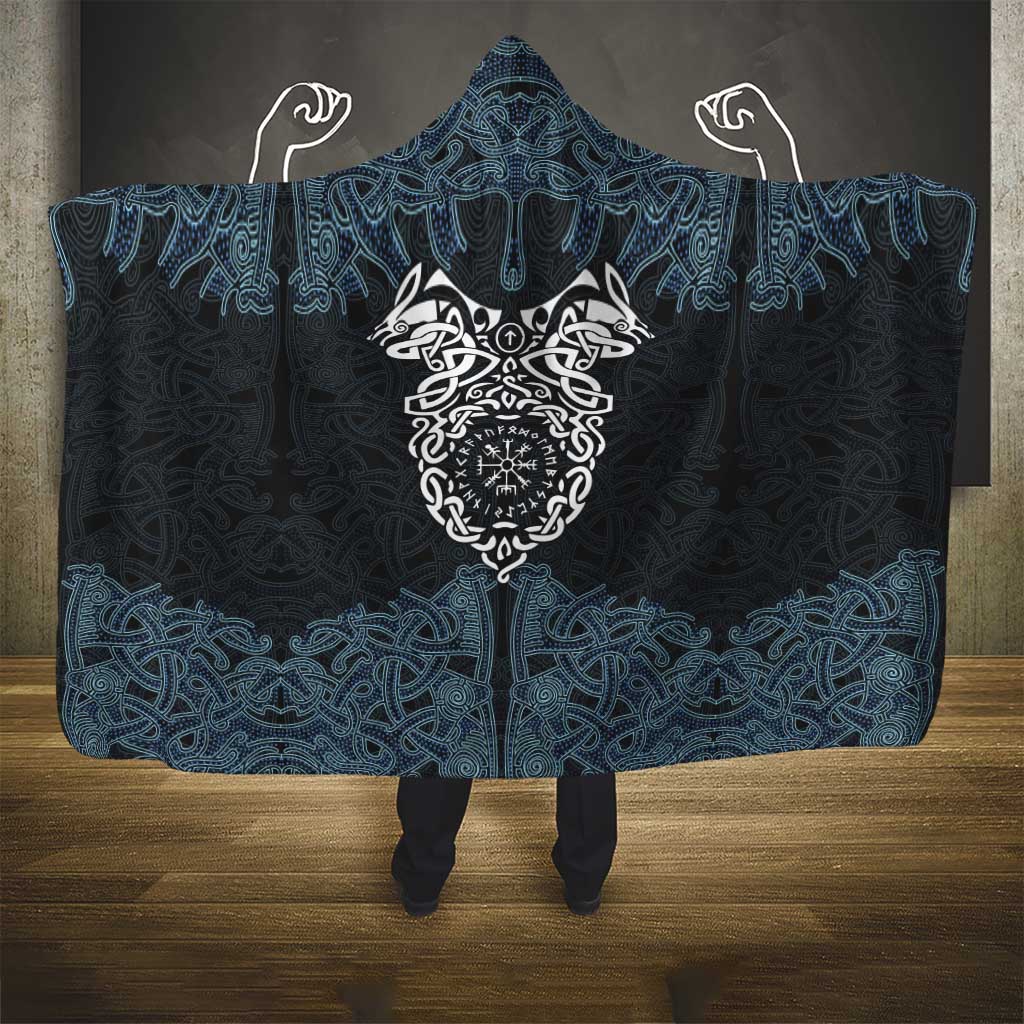 Viking Vegvisir Symbol Hooded Blanket with Runes and Intricate Knotwork Norse Protection Tribute - Wonder Print Shop
