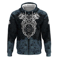 Viking Vegvisir Symbol Hoodie with Runes and Intricate Knotwork Norse Protection Tribute - Wonder Print Shop