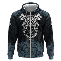 Viking Vegvisir Symbol Hoodie with Runes and Intricate Knotwork Norse Protection Tribute - Wonder Print Shop