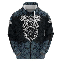 Viking Vegvisir Symbol Hoodie with Runes and Intricate Knotwork Norse Protection Tribute - Wonder Print Shop