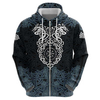 Viking Vegvisir Symbol Hoodie with Runes and Intricate Knotwork Norse Protection Tribute - Wonder Print Shop