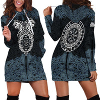 Viking Vegvisir Symbol Hoodie Dress with Runes and Intricate Knotwork Norse Protection Tribute - Wonder Print Shop