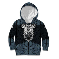 Viking Vegvisir Symbol Kid Hoodie with Runes and Intricate Knotwork Norse Protection Tribute - Wonder Print Shop