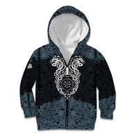 Viking Vegvisir Symbol Kid Hoodie with Runes and Intricate Knotwork Norse Protection Tribute - Wonder Print Shop