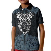 Viking Vegvisir Symbol Kid Polo Shirt with Runes and Intricate Knotwork Norse Protection Tribute - Wonder Print Shop