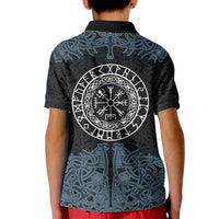 Viking Vegvisir Symbol Kid Polo Shirt with Runes and Intricate Knotwork Norse Protection Tribute - Wonder Print Shop