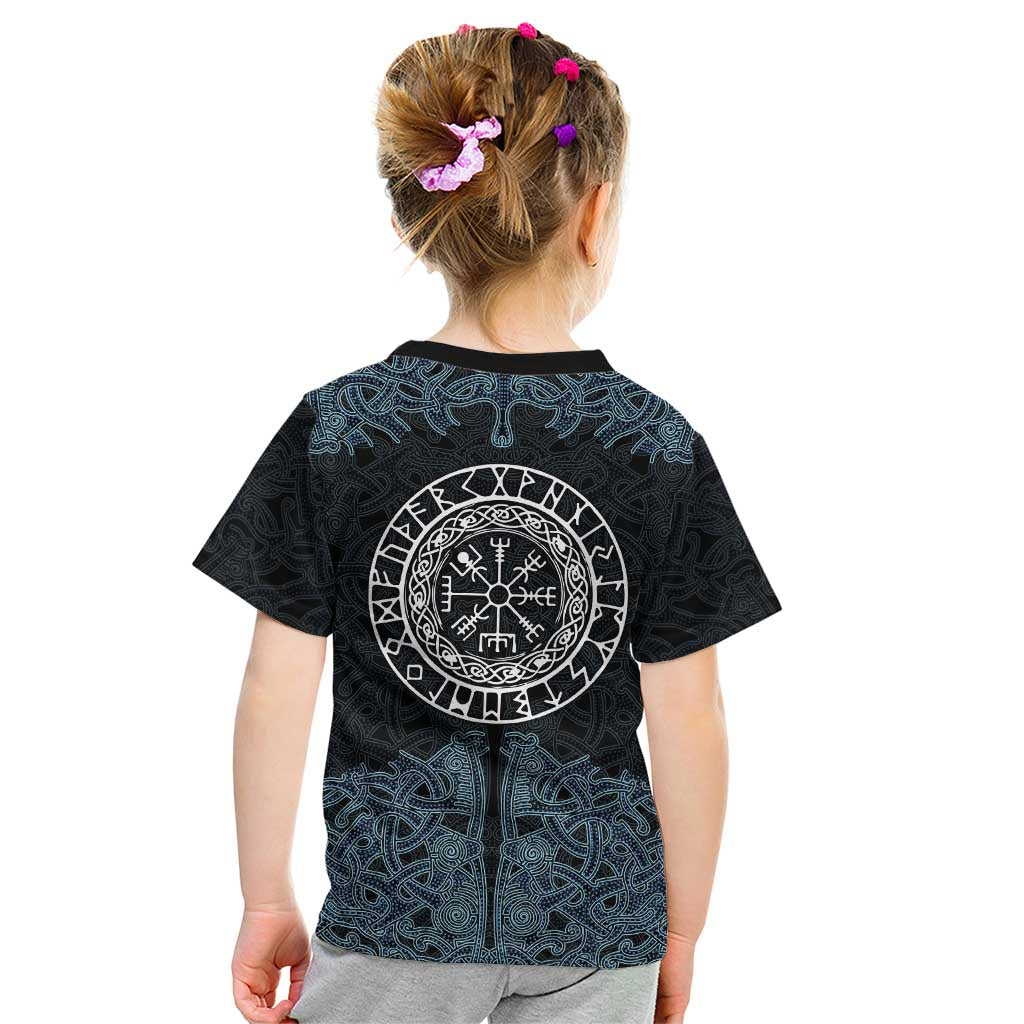 Viking Vegvisir Symbol Kid T Shirt with Runes and Intricate Knotwork Norse Protection Tribute - Wonder Print Shop