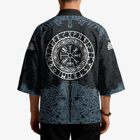 Viking Vegvisir Symbol Kimono with Runes and Intricate Knotwork Norse Protection Tribute - Wonder Print Shop
