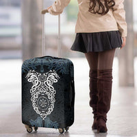 Viking Vegvisir Symbol Luggage Cover with Runes and Intricate Knotwork Norse Protection Tribute - Wonder Print Shop