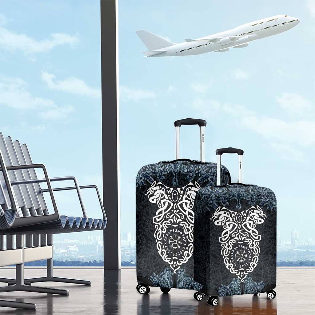 Viking Vegvisir Symbol Luggage Cover with Runes and Intricate Knotwork Norse Protection Tribute - Wonder Print Shop