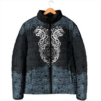 Viking Vegvisir Symbol Padded Jacket with Runes and Intricate Knotwork Norse Protection Tribute - Wonder Print Shop