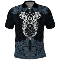 Viking Vegvisir Symbol Polo Shirt with Runes and Intricate Knotwork Norse Protection Tribute - Wonder Print Shop