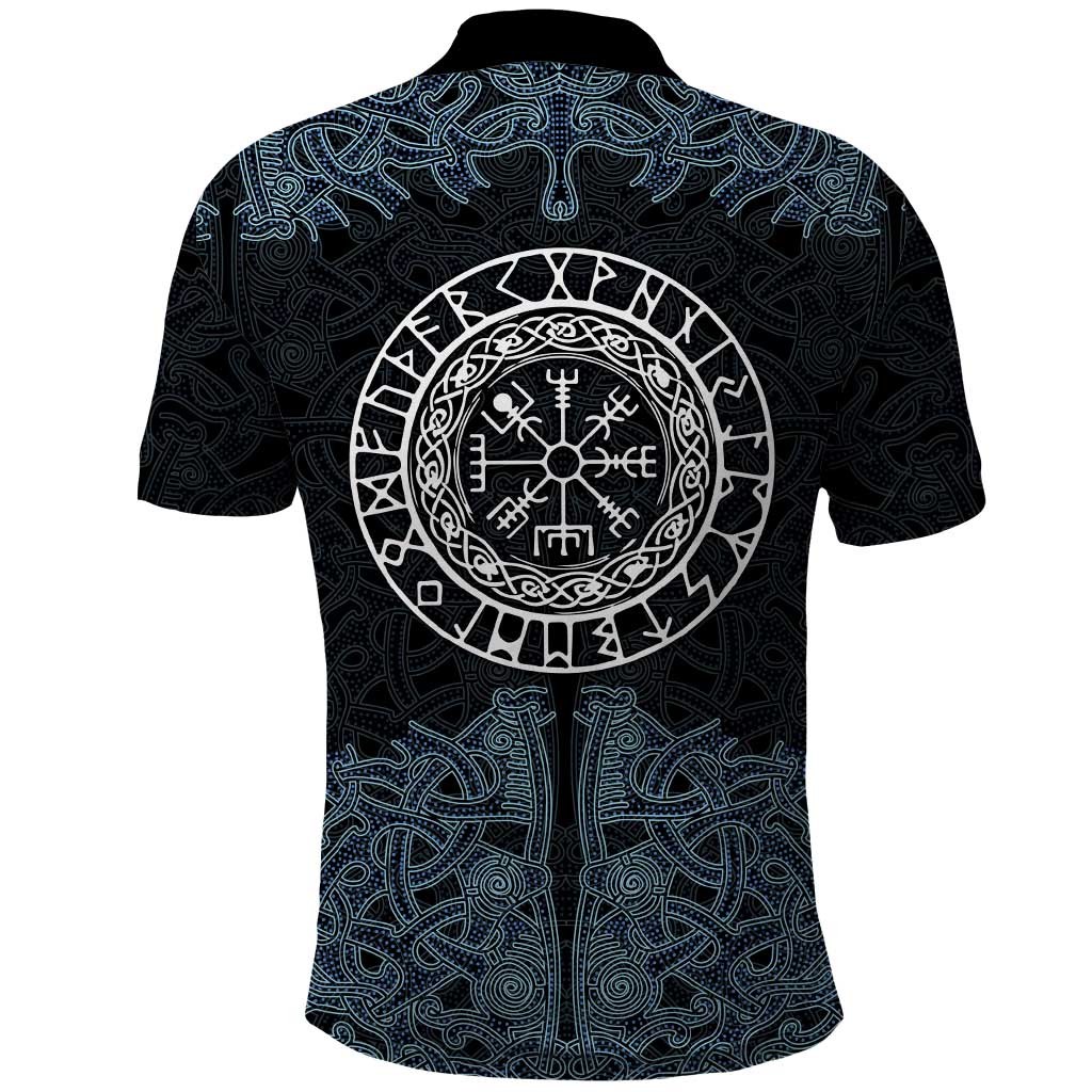 Viking Vegvisir Symbol Polo Shirt with Runes and Intricate Knotwork Norse Protection Tribute - Wonder Print Shop