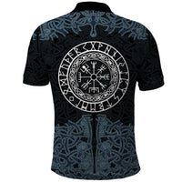 Viking Vegvisir Symbol Polo Shirt with Runes and Intricate Knotwork Norse Protection Tribute - Wonder Print Shop
