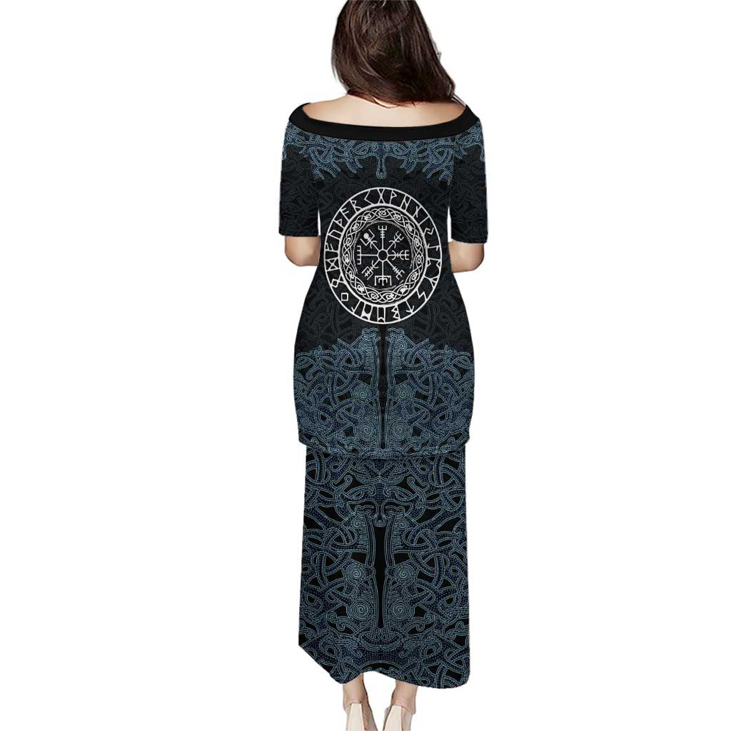 Viking Vegvisir Symbol Puletasi with Runes and Intricate Knotwork Norse Protection Tribute - Wonder Print Shop