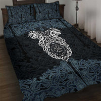 Viking Vegvisir Symbol Quilt Bed Set with Runes and Intricate Knotwork Norse Protection Tribute - Wonder Print Shop