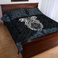Viking Vegvisir Symbol Quilt Bed Set with Runes and Intricate Knotwork Norse Protection Tribute - Wonder Print Shop