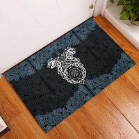 Viking Vegvisir Symbol Rubber Doormat with Runes and Intricate Knotwork Norse Protection Tribute - Wonder Print Shop