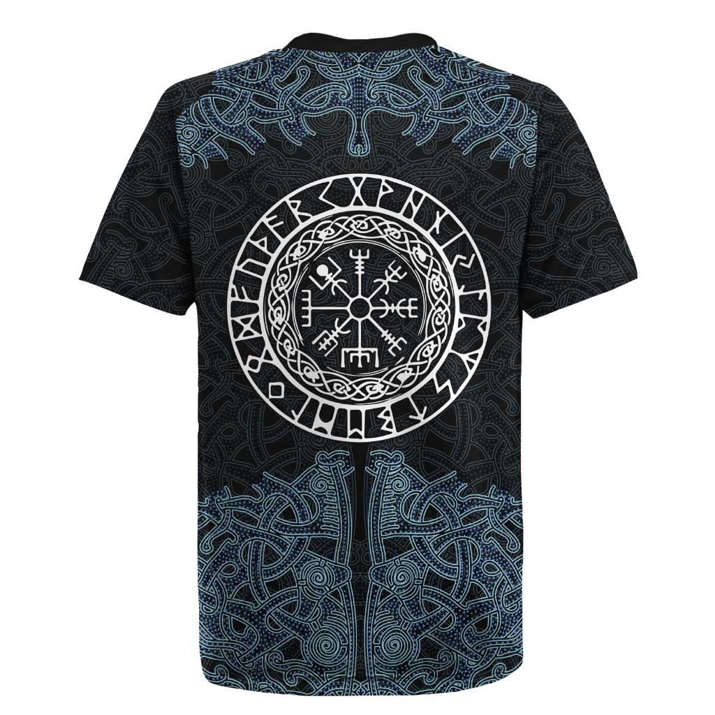 Viking Vegvisir Symbol Rugby Jersey with Runes and Intricate Knotwork Norse Protection Tribute - Wonder Print Shop
