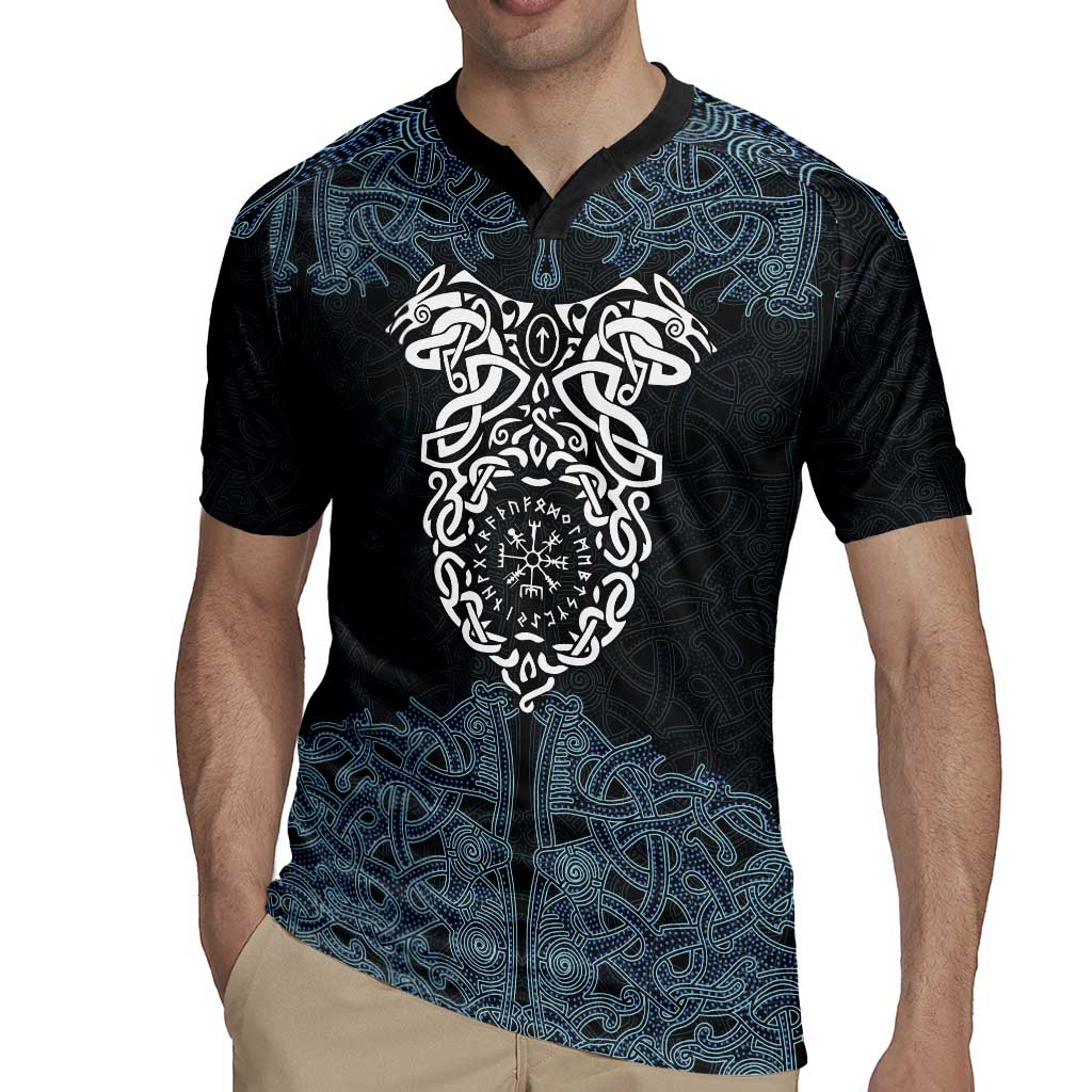 Viking Vegvisir Symbol Rugby Jersey with Runes and Intricate Knotwork Norse Protection Tribute - Wonder Print Shop