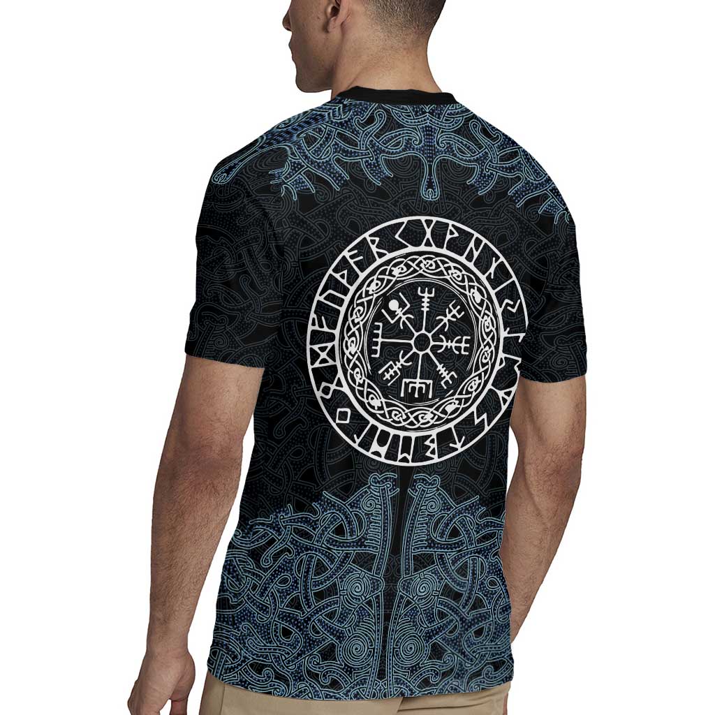 Viking Vegvisir Symbol Rugby Jersey with Runes and Intricate Knotwork Norse Protection Tribute - Wonder Print Shop