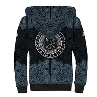 Viking Vegvisir Symbol Sherpa Hoodie with Runes and Intricate Knotwork Norse Protection Tribute - Wonder Print Shop