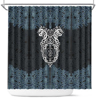 Viking Vegvisir Symbol Shower Curtain with Runes and Intricate Knotwork Norse Protection Tribute - Wonder Print Shop