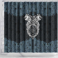 Viking Vegvisir Symbol Shower Curtain with Runes and Intricate Knotwork Norse Protection Tribute - Wonder Print Shop
