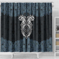 Viking Vegvisir Symbol Shower Curtain with Runes and Intricate Knotwork Norse Protection Tribute - Wonder Print Shop