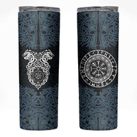 Viking Vegvisir Symbol Skinny Tumbler with Runes and Intricate Knotwork Norse Protection Tribute - Wonder Print Shop